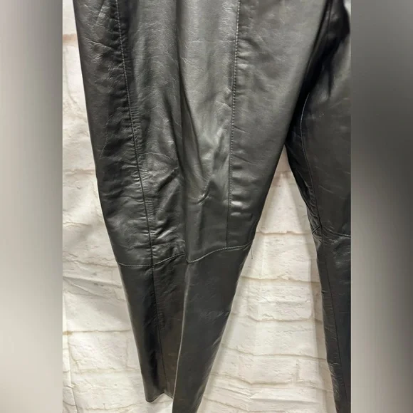 Fairfax & Kent vintage black leather pants women’s size 22.5 - Picture 2 of 6